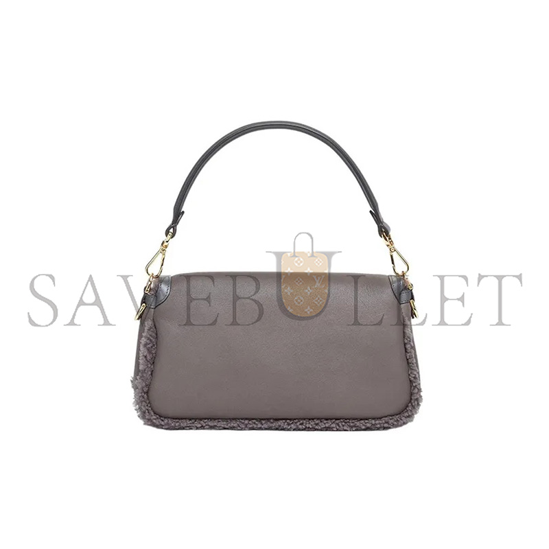 F**di grey lambskin shearling medium baguette bag 8br600almrf1efw (28*14*8cm)